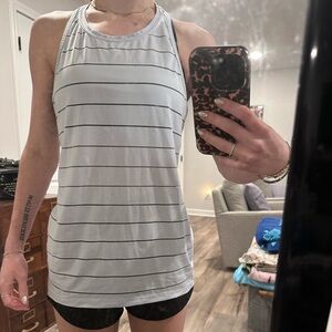 Athleta Light Blue Tank Top with Thin Stripes